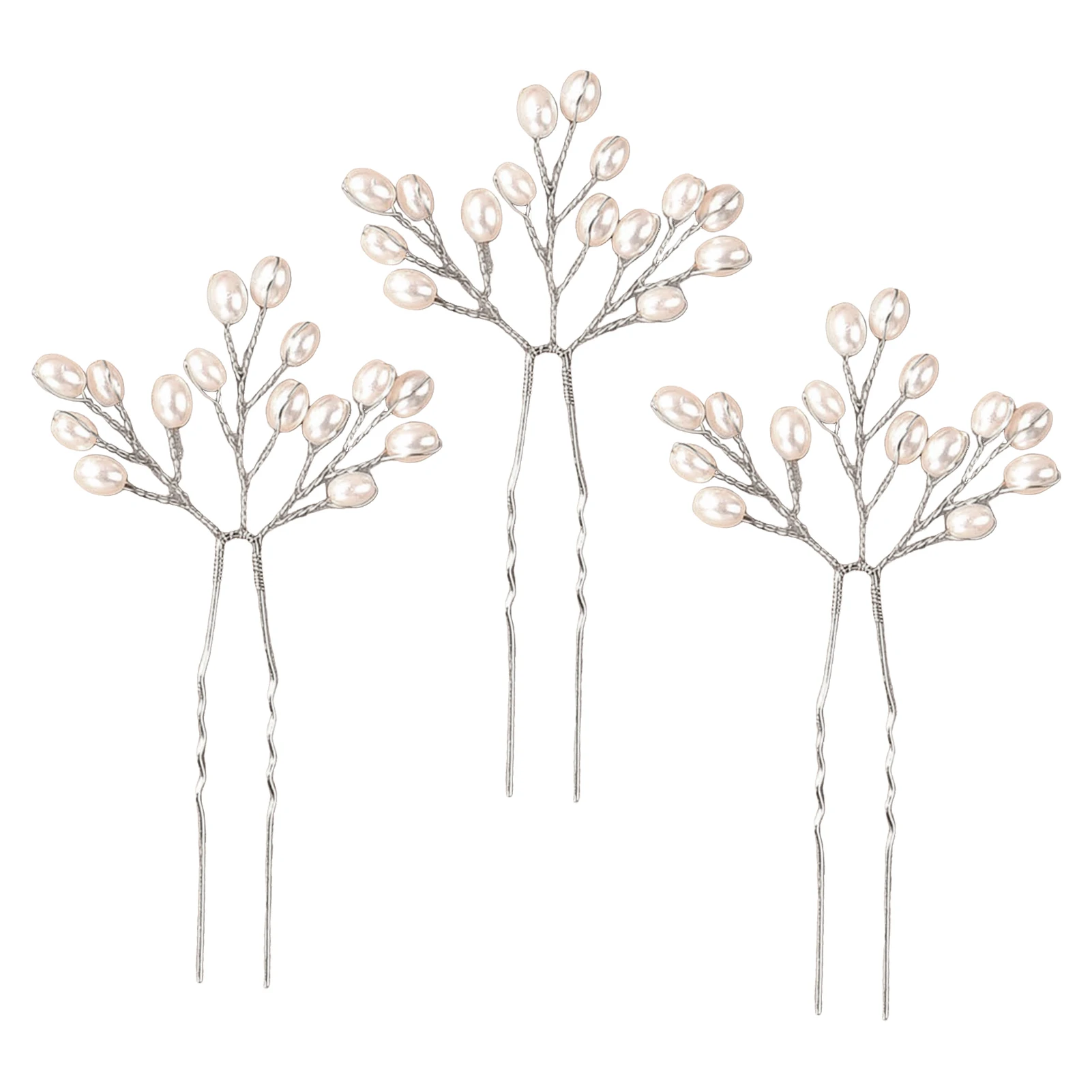 3-teiliges Haarnadel-Set aus Legierung mit Perlen, luxuriöses, glänzendes, rutschfestes Styling-Zubehör für Hochzeit, Brautparty, Frauen und Mädchen, 11 x 6 cm – Detail 1
