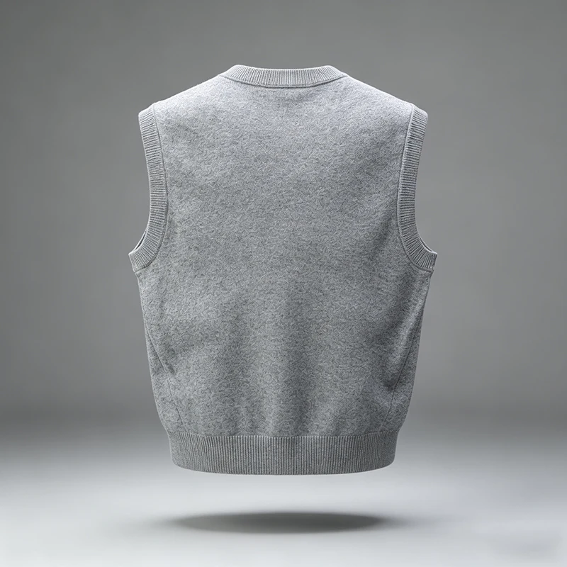 Herren V-Ausschnitt Strickweste, einfarbig, ärmellos, Pullover, schmal geschnitten, weich, warm, Strickweste, Basic, lässig, für den Alltag, Herren-Sweaterweste – Detail 10