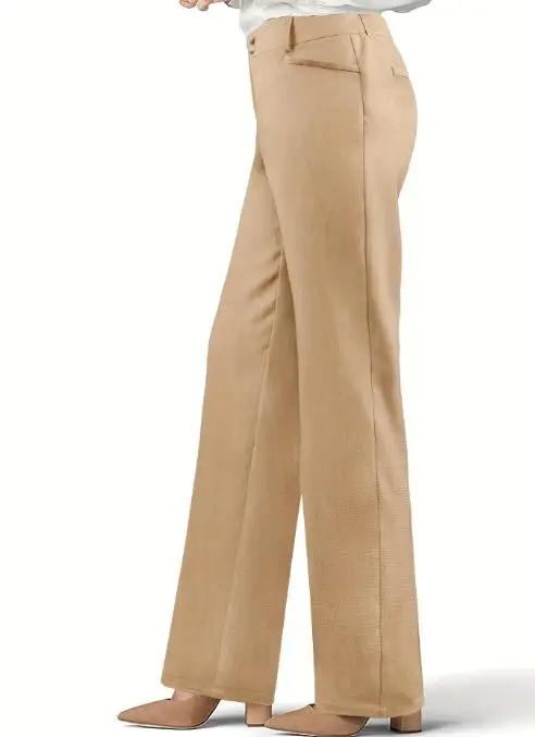 Autumn New Solid Color High Waist Slim Fit Straight Leg Pants for Women, Elegant and Fashionable Commuting Straight Leg Pants