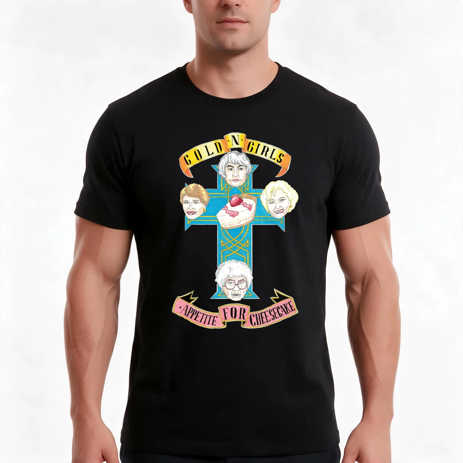 Gold N Girls Appetite for Cheesecake Shirt T-Shirt, Summer Casual Cotton Tee, Oversized Streetwear Tops, Vintage Graphic Print