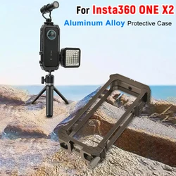 For Insta360 ONE X2 Camera Cage with Cold Shoe Magnetic Mount Metal Expansion Frame Case for Insta360 X2 Camera Accessories