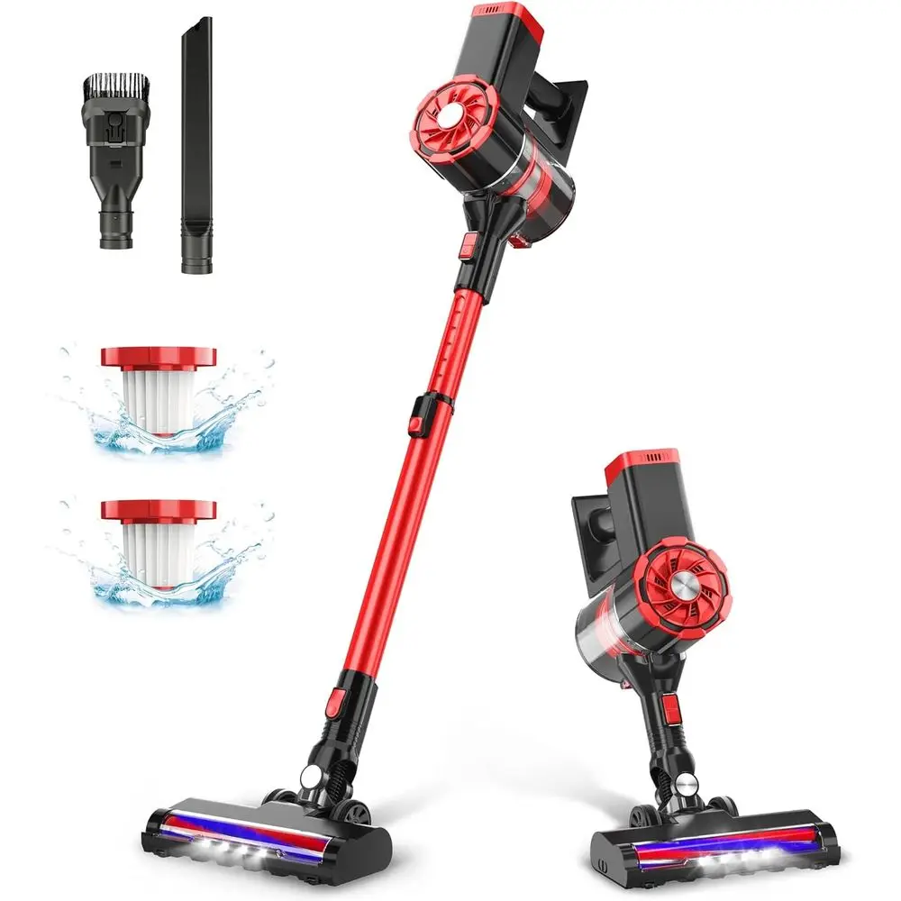 

Powerful Suction Stick Vacuum with 35min Long Runtime Detachable Battery, 6 in 1 Lightweight Quiet Vacuum Cleaner Perfect for Ha