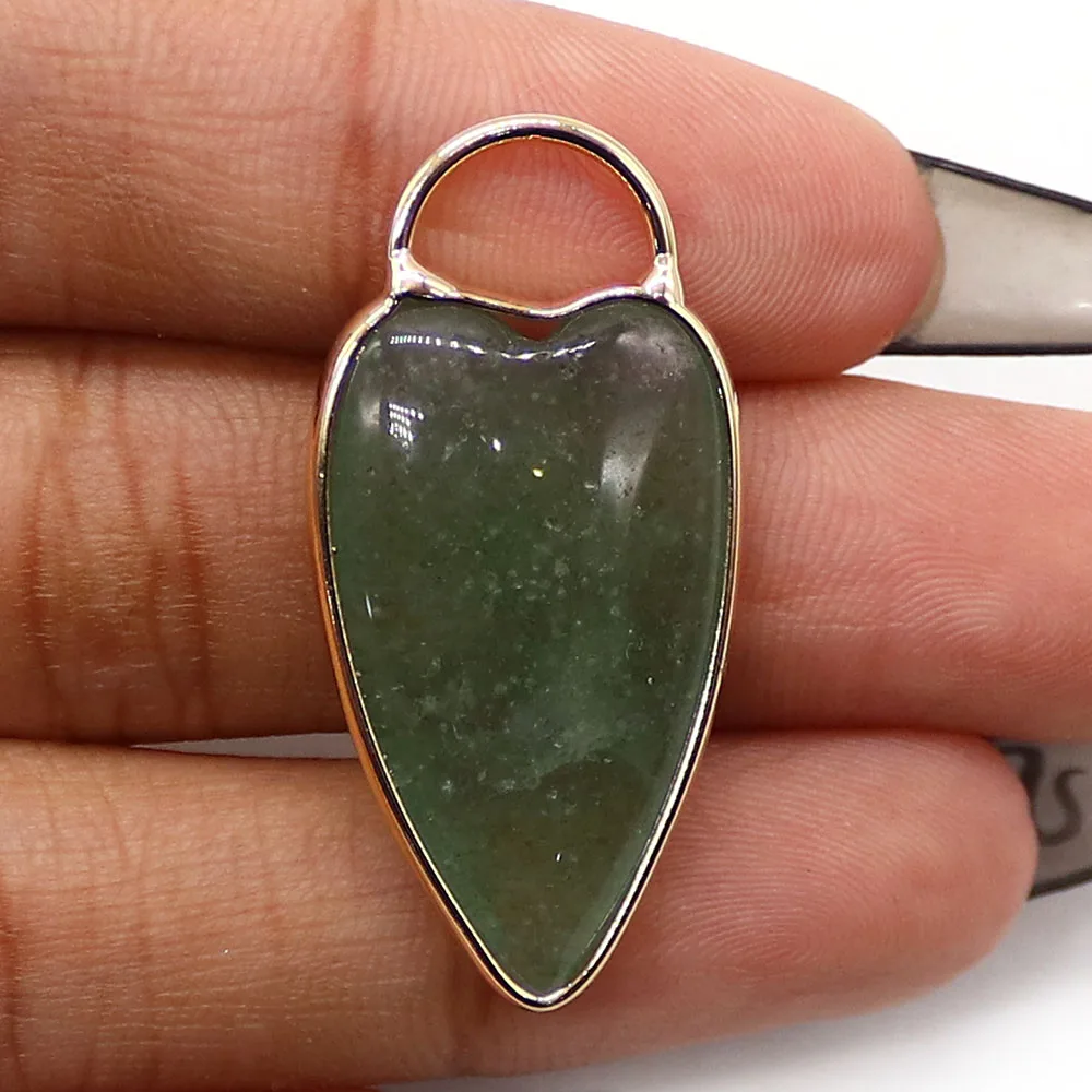 2pcs Exquisite Natural Stone Crystal Polished Heart-shaped Semi-Circular Hole Agate Edged Electroplated Pendant DIY Accessory