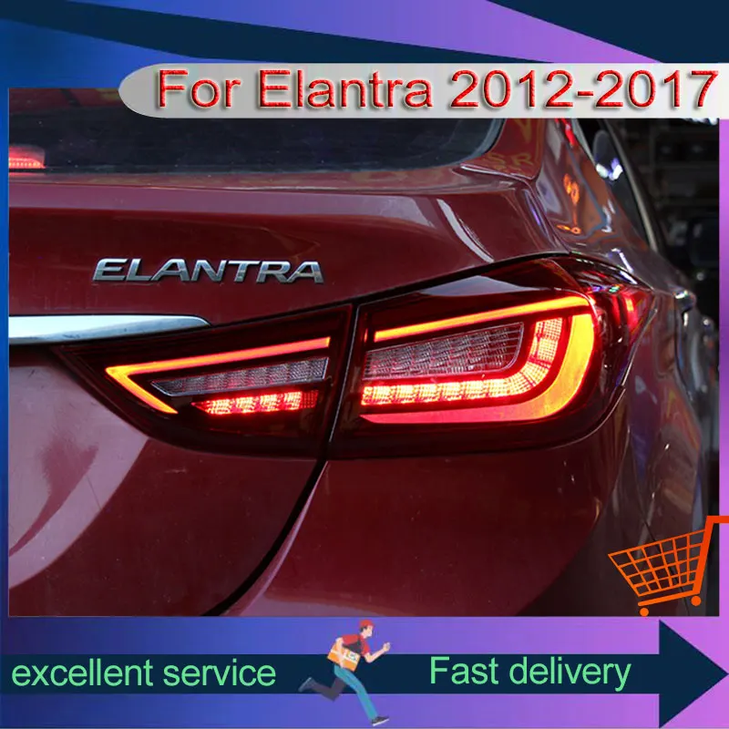 Car For Hyundai Elantra 2012-2017 Dynamic Taillight Assembly Refit Streaming Turn Signal Light LED Rear Lamp Auto Accessories