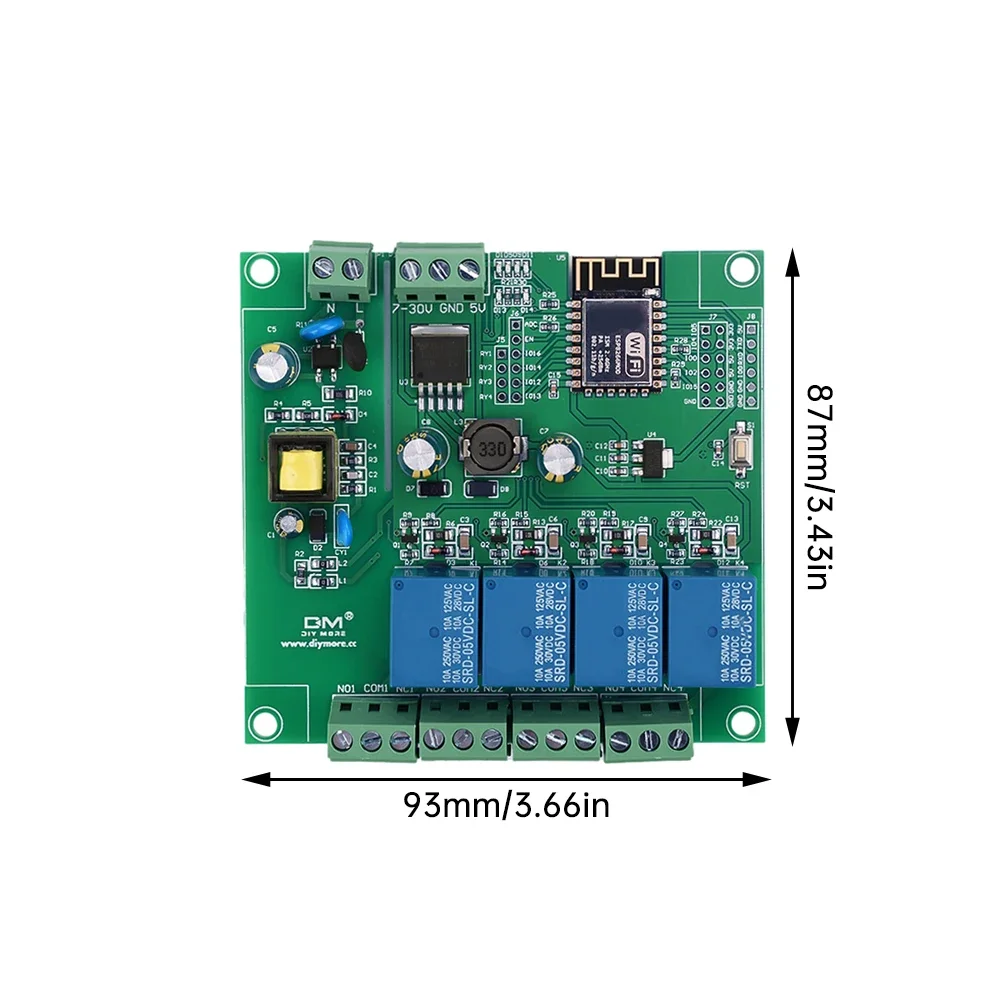 ESP8266 Wireless WIFI Relay Module 4-Channel ESP-12F Development Board AC/DC 5V/7-28V/5-80V E-WeLink APP Remote Control