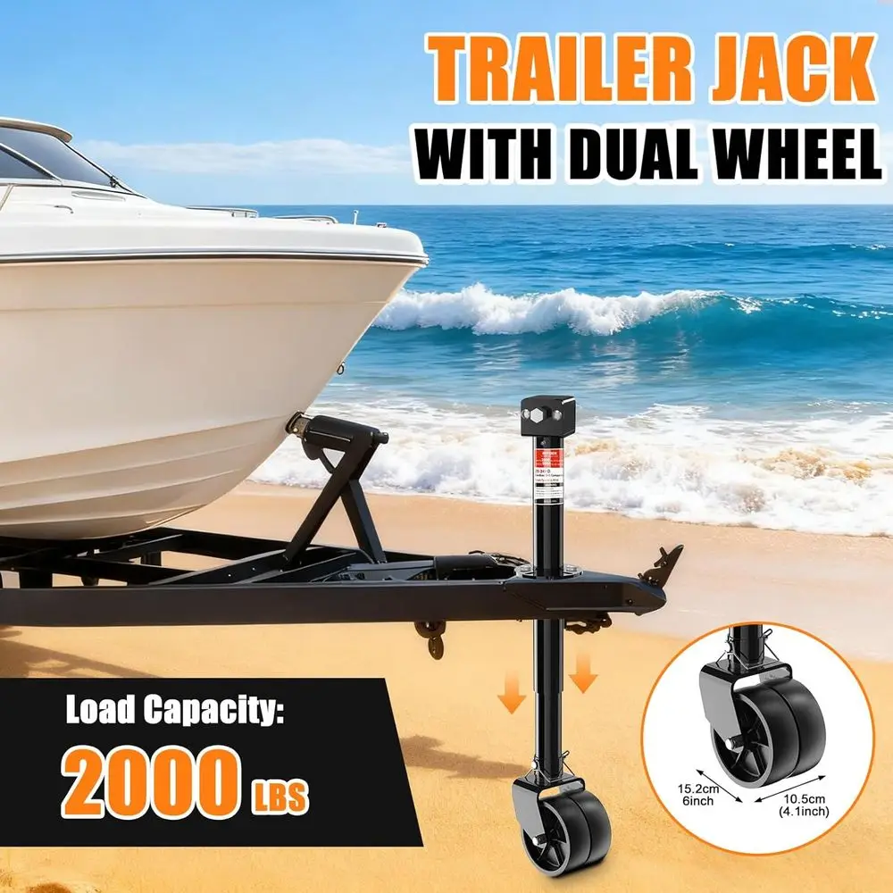Upgraded 2-in-1 A-Frame Trailer Jack, Switch Between 5000lbs Foot Plate & 2000 lbs Dual-Wheel, 20-24V Cordless Drill Compatible,
