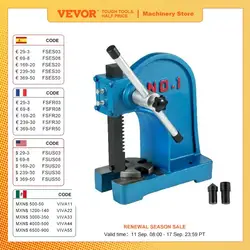 VEVOR Arbor Press 1 Ton 3 Ton Manual Leverage Mountable Bearings Cast Iron for Riveting, Squeezing, Punching, Bending, Pressing