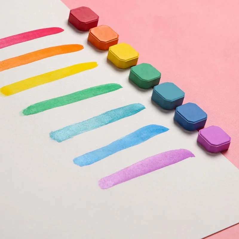 36/48 Set Boxed Color Solid Watercolor Pigment Box Portable Paintbrush Tool Artistic Creation Supplies Student Stationery Gift