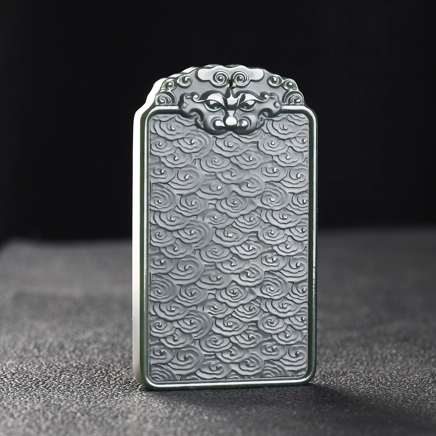China Nephrite Stone Green Jade Beast Head Blank Pendant Necklace Men Women Certified Jewelry Hetian Jade Lucky Charm Amulet
