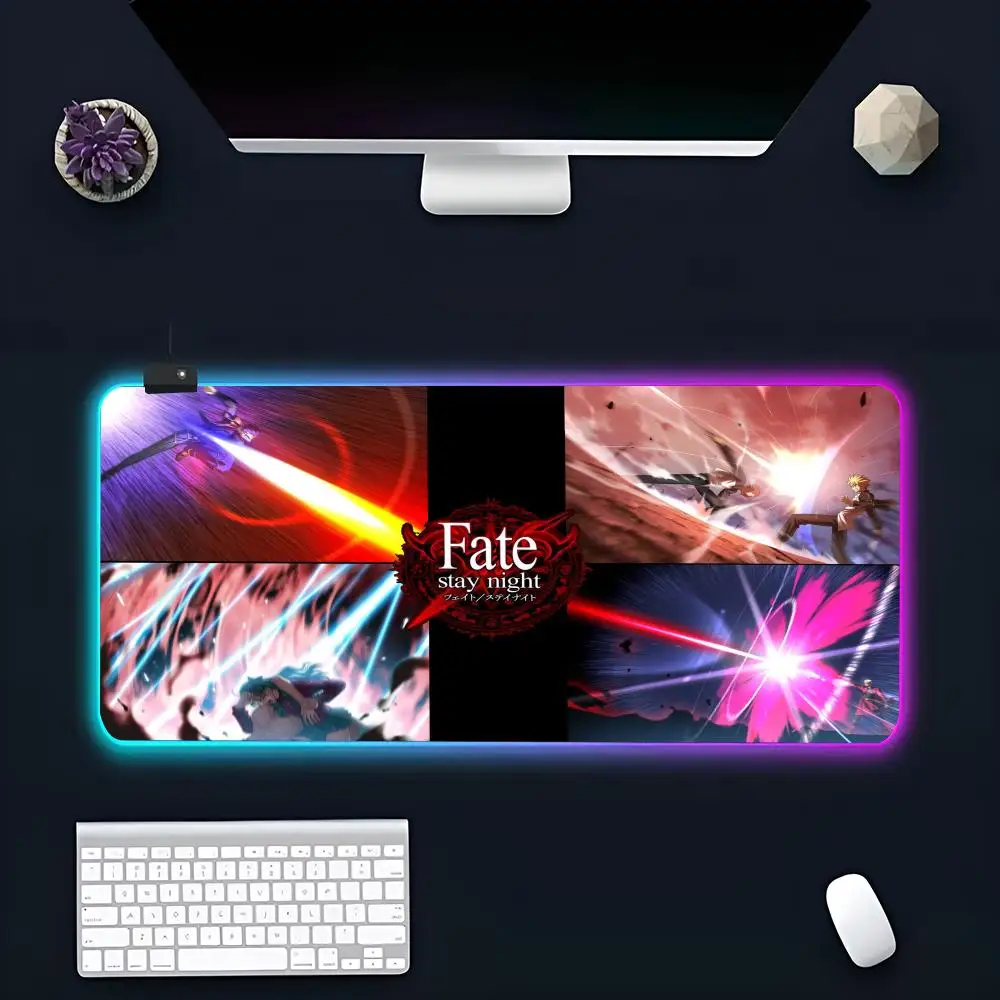 FateStay Night Gilgamesh Mouse Pad Popular Large RGB Mause pads XXL LED Japan made Table Pads Keyboard Mats Desk Rug With Backli