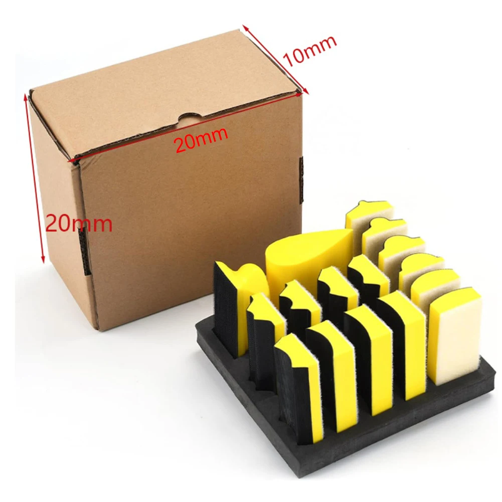 16PCS Interchangeable Foam Hand Sanding Block Set With 40 Aluminum Oxide Sheets For Precise-Automotive Wet And Dry Sanding