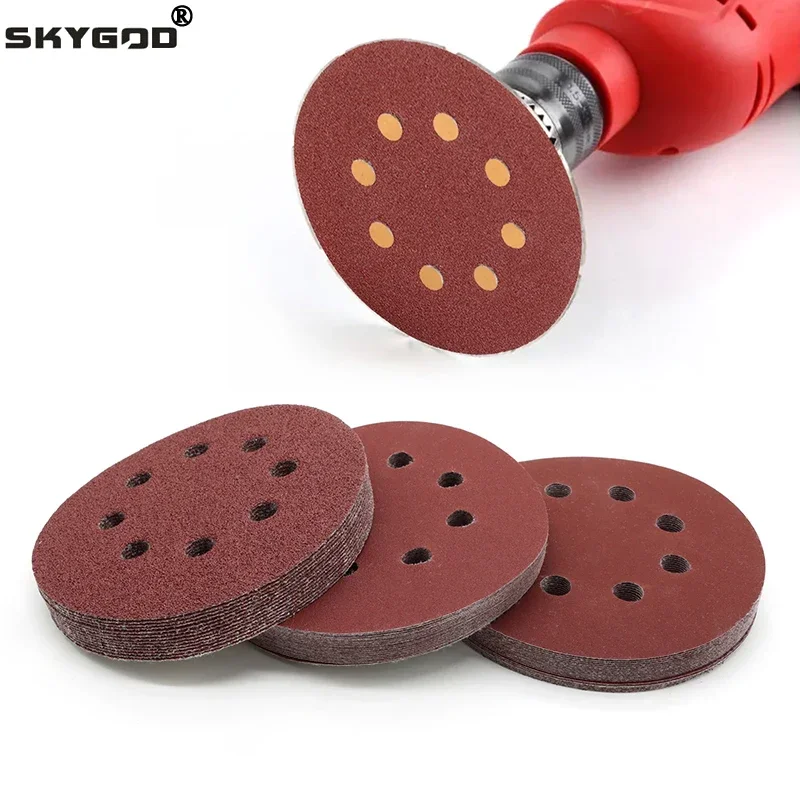 

Sanding Discs Hook and Loop Adhesive Sandpaper 5 Inch 8 Hole 60-2000 Grits for Random Orbital Sander Abrasive Sheets