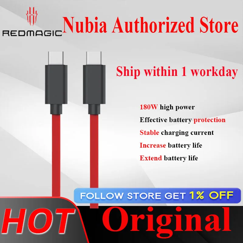 Nubia Redmagic Charging Cable USB Charger Type C to Type C Gaming Date Cable 9A for Nubia Black Shark Phone 18w Fast Charge 1.5m