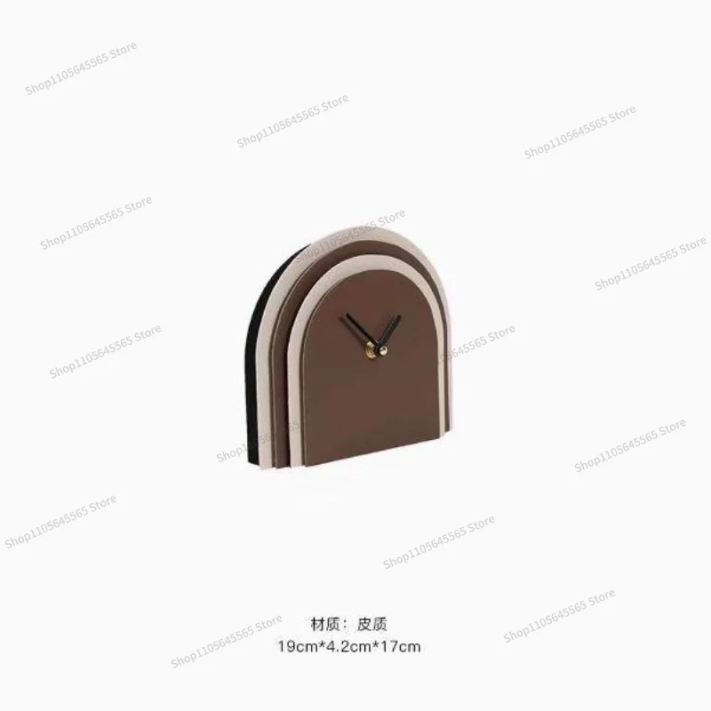 For creative leather cascade interior design living room ins TV cabinet decoration model room high-end bedside table clock