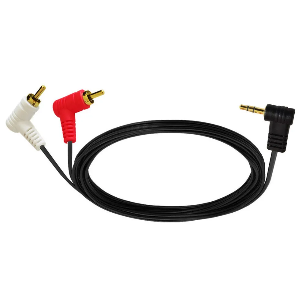 90 Degree Right-Angled 3.5mm Gold 1/8 Stereo Mini Jack Male to 2 Male RCA Adapter Audio (Male to 2 Male)，0.25m/1.5m