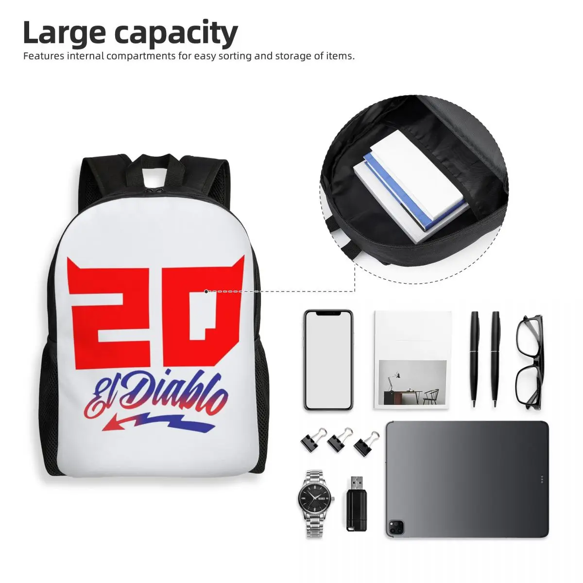 Fabio Quartararo 20 Backpack Daypack Large Capacity Children BookBag School Bag Shoulder Bags for Men Women