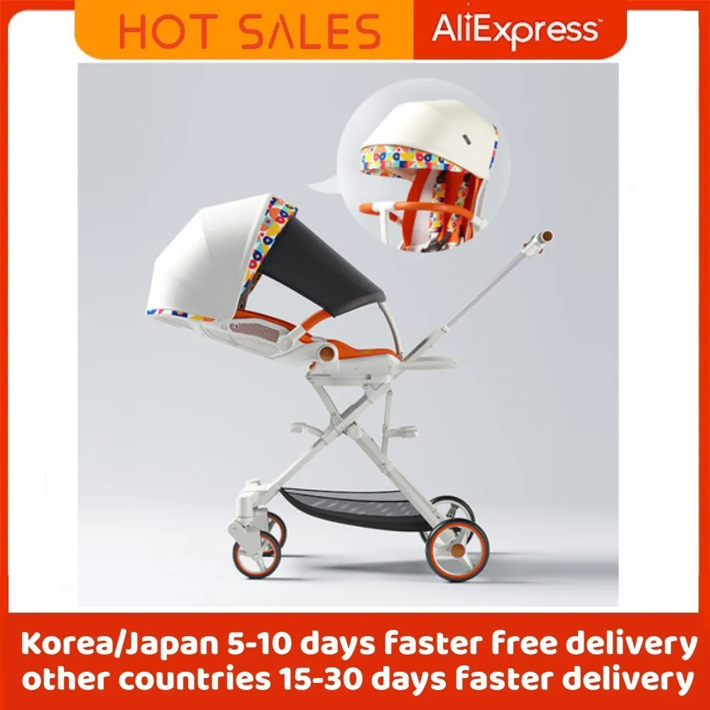 Lightweight Baby Stroller,Playkids High View Suitable For 0-6 Years Old,360° Rotation Seat,One Key Fold Four Wheels Baby Pram