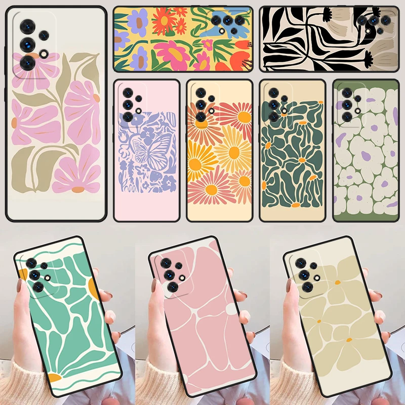 

Чехол для телефона с рисунком кота и цветов для Samsung Galaxy A52 A72 A73 A20e A21S A50 A70 A11 A12 A42 A31 A40 A51 A71 A32 A80 A91