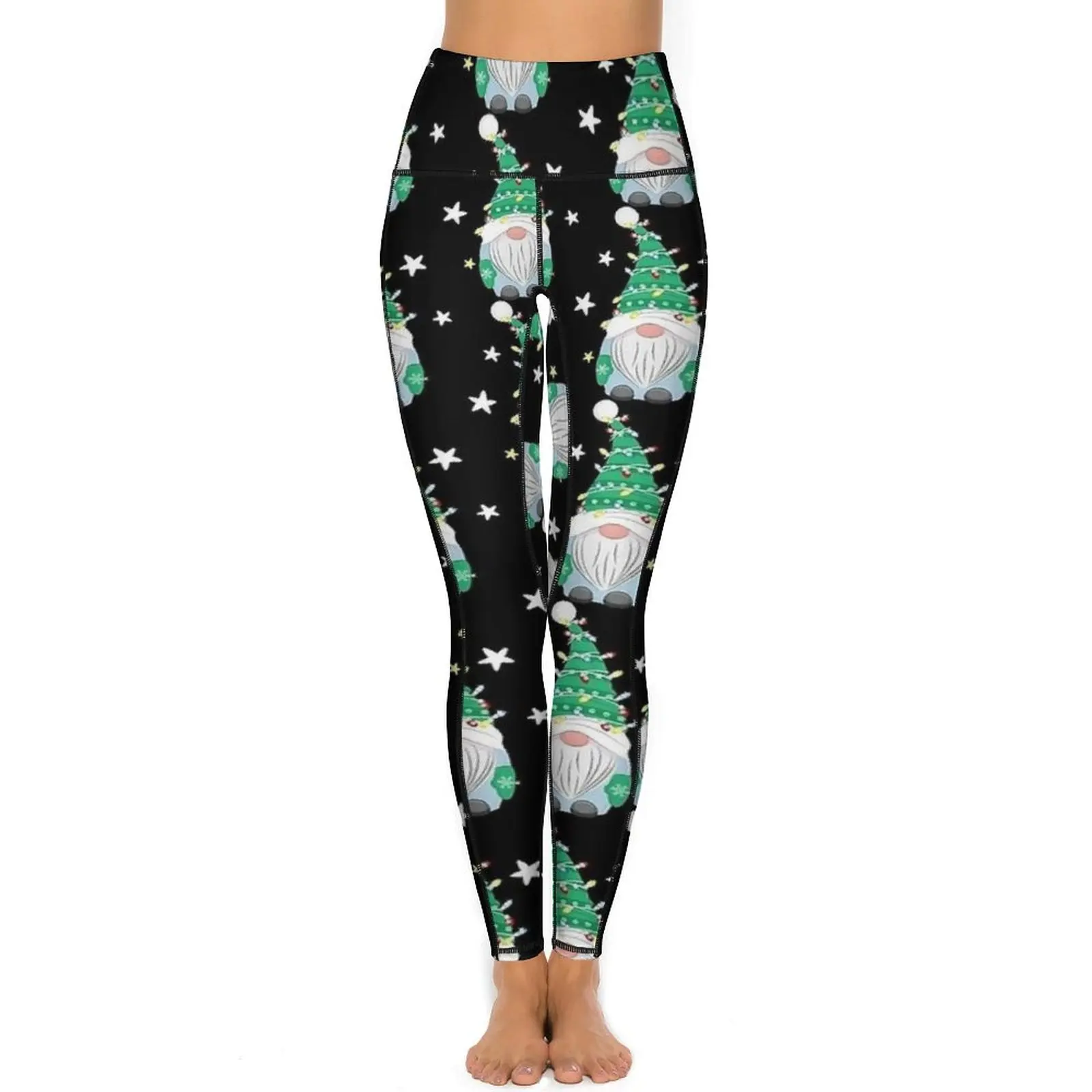 Cute Christmas Gnome Yoga Pants Christmas Trees Fitness Leggings Push Up Stretch Sports Tights Vintage Pattern Yoga Legging Gift