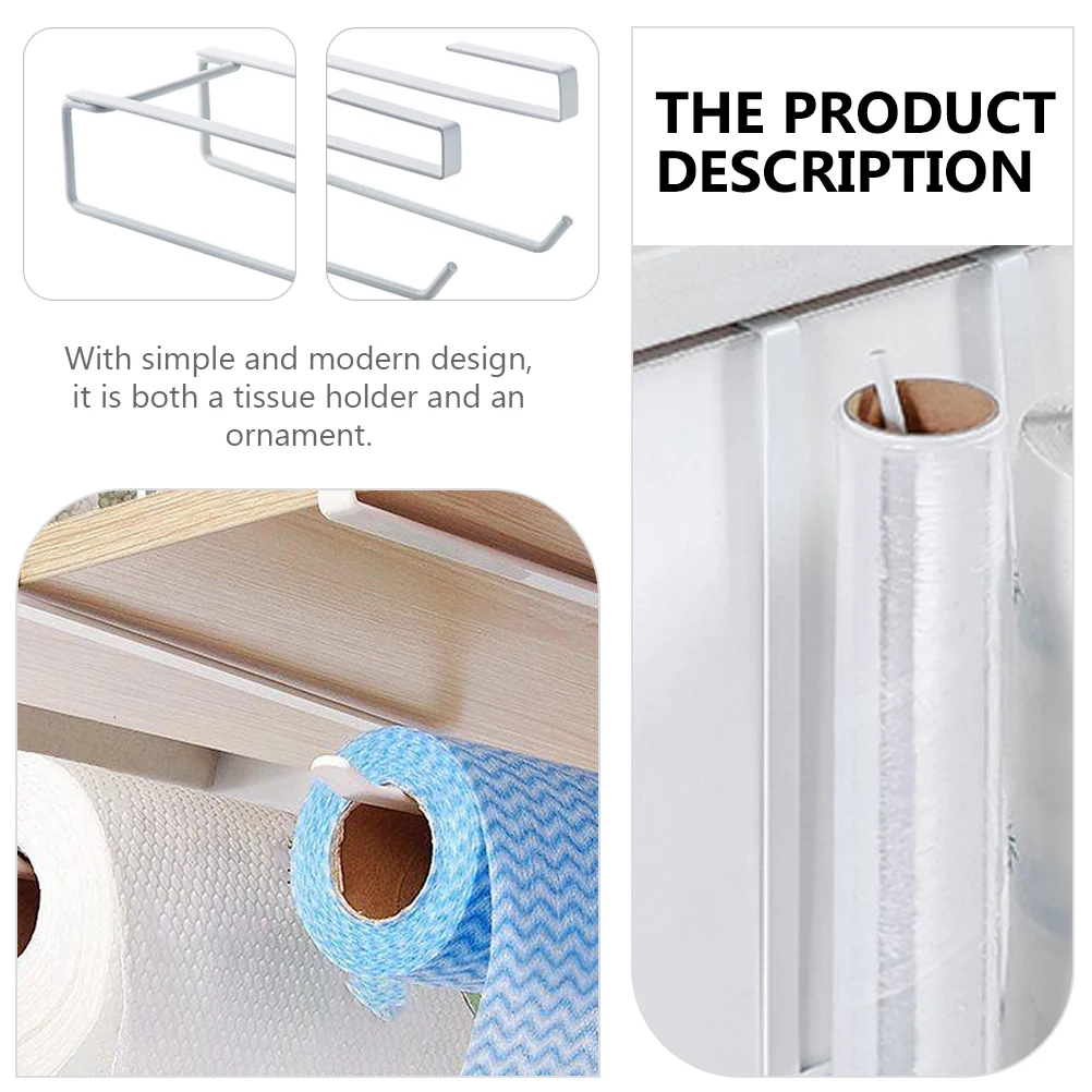

Wall-Mounted Paper Holder No Punching Required Under Cabinet Tissue Organizer Roll Towel Hanger Wrought Iron Design For Bathroom