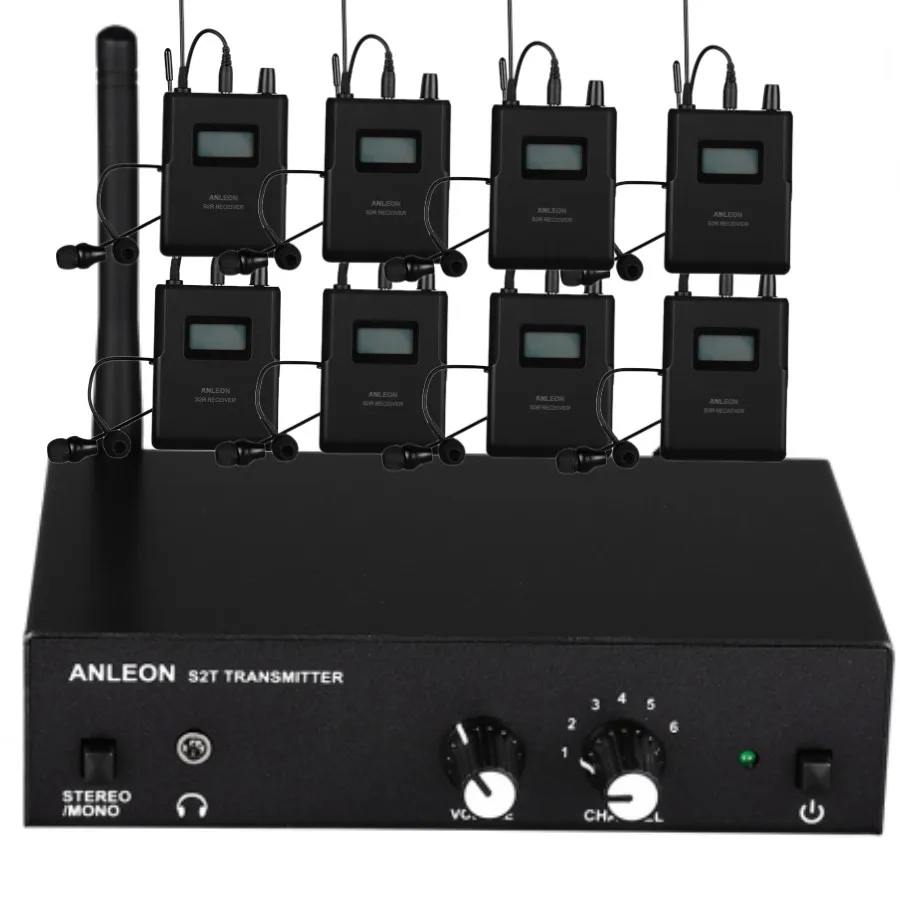 

ANLEON S2 UHF Stereo Wireless In-Ear Monitor System Professional Digital Sound Stage IEM UHF Monitoring Earphone 8 Body Packs