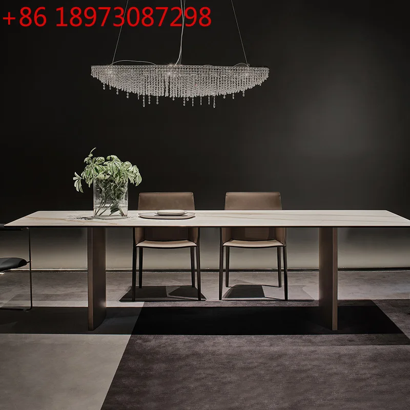 

Italian light luxury high-end rock slab dining table household modern simple dining table