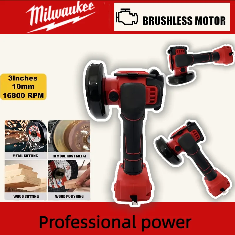 Milwaukee para 20v18vbateria 3 Polegada moedor de ângulo sem fio máquina polimento moagem elétrica moedor corte diamante ferramenta elétrica