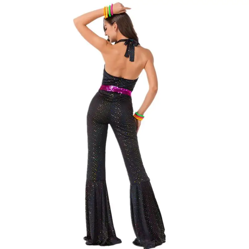 هالوين 80s ريترو الهبي ديسكو زي بذلة الاسمية الأداء البدلة حفلة تنكرية الكرة ملابس رقص المرأة Faion