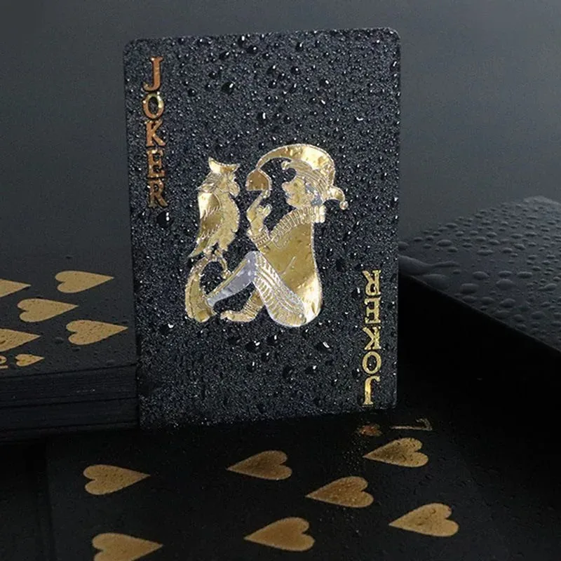 

Black Gold Playing Cards Waterproof Magic Tools for Chessboard Game Party Classic Home Holiday Props