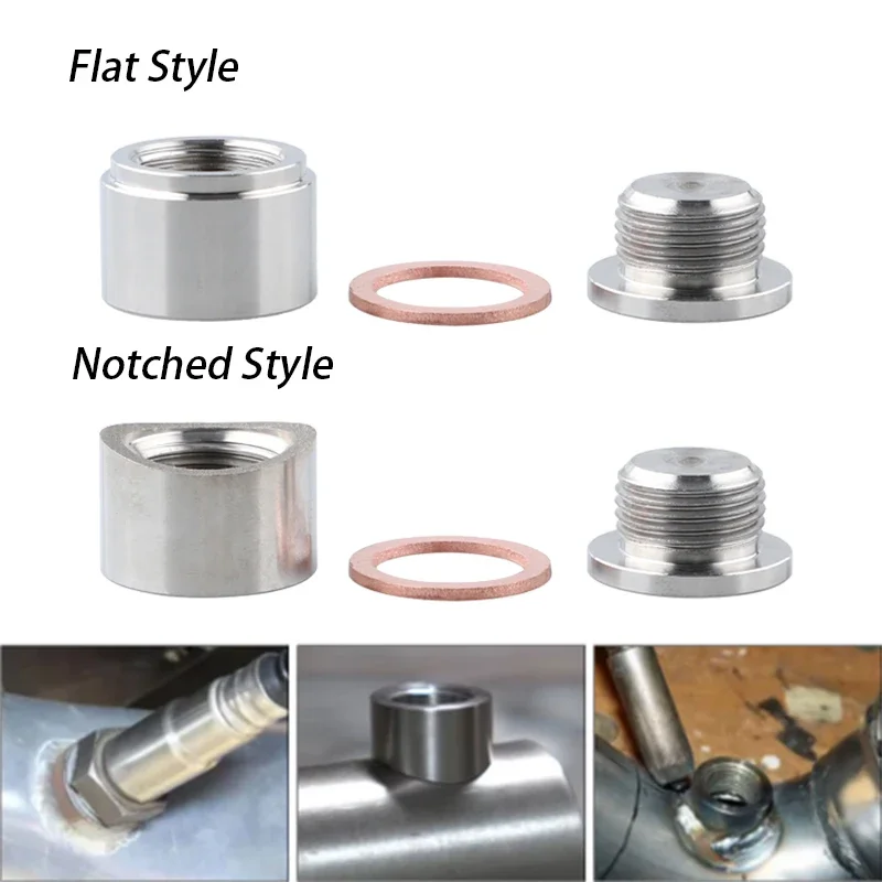 

O2 Sensor Bung Stainless Steel Oxygen Mounting Bungs and Plugs Adapter M18 x 1.5 Thread Exhaust Weld in Bung With