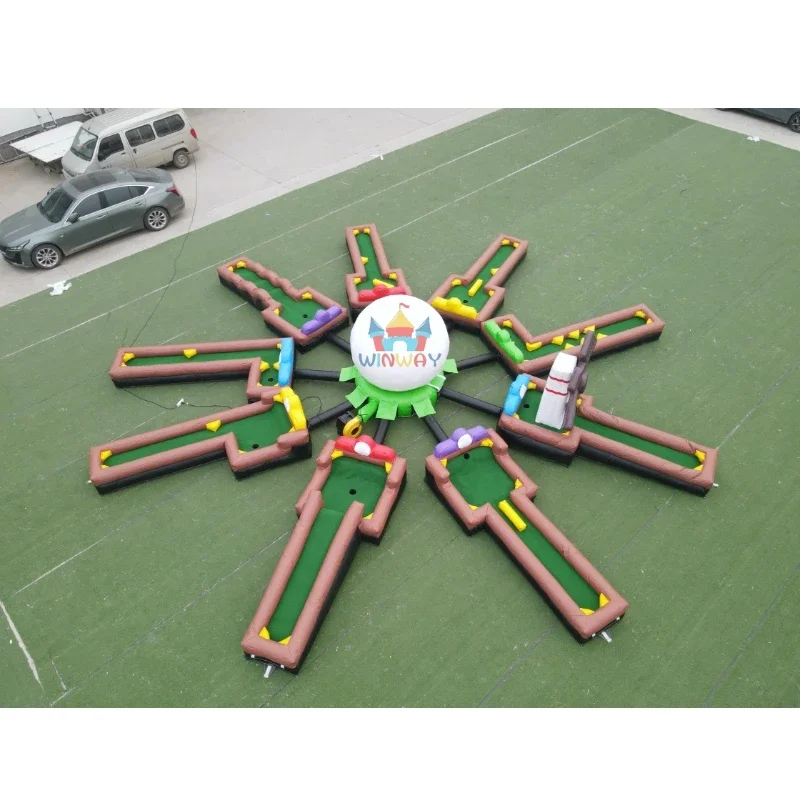 Play a Round 9 Hole Inflatable Mini Golf Game Inflatable 9 Hole Crazy Golf Course