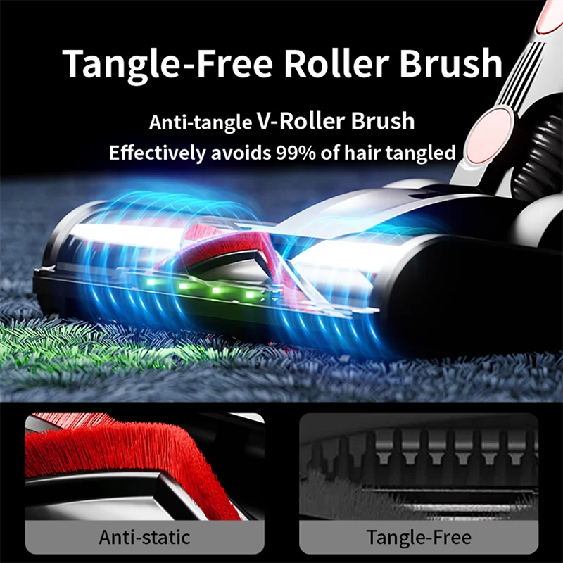 2025 MPQU V18 50kPa 550W مكنسة كهربائية لاسلكية تعمل باللمس شاشة التحكم بطارية قابلة للإزالة 3 وضع الطاقة مكنسة كهربائية قابلة للشحن