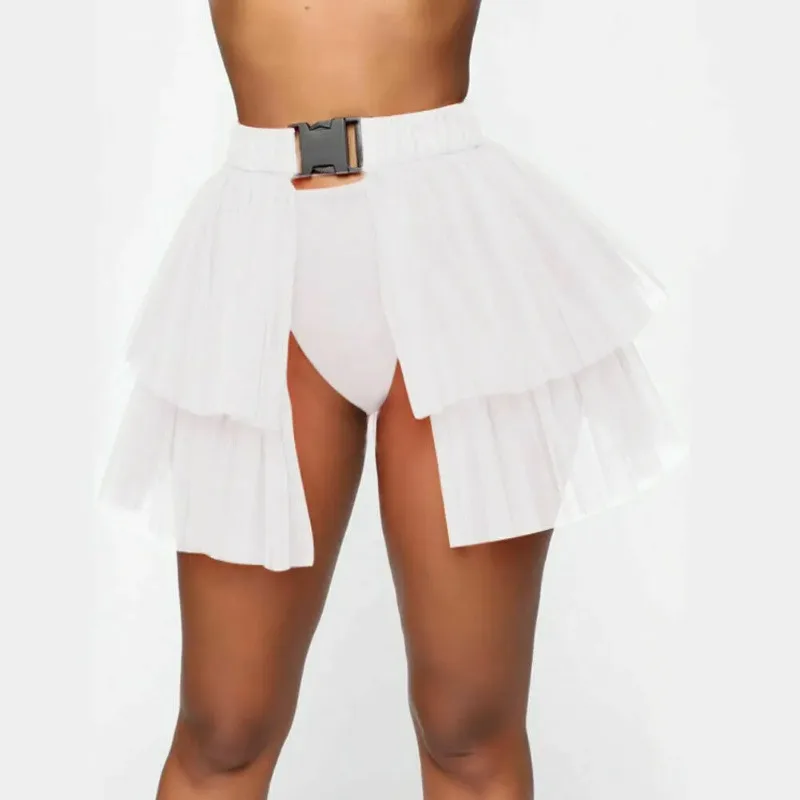 Womens Skirt Mesh Tulle High Low Bustle Skirt Dancing Petticoat Skirt Fluffy Underskirt Clubwear Party Dress