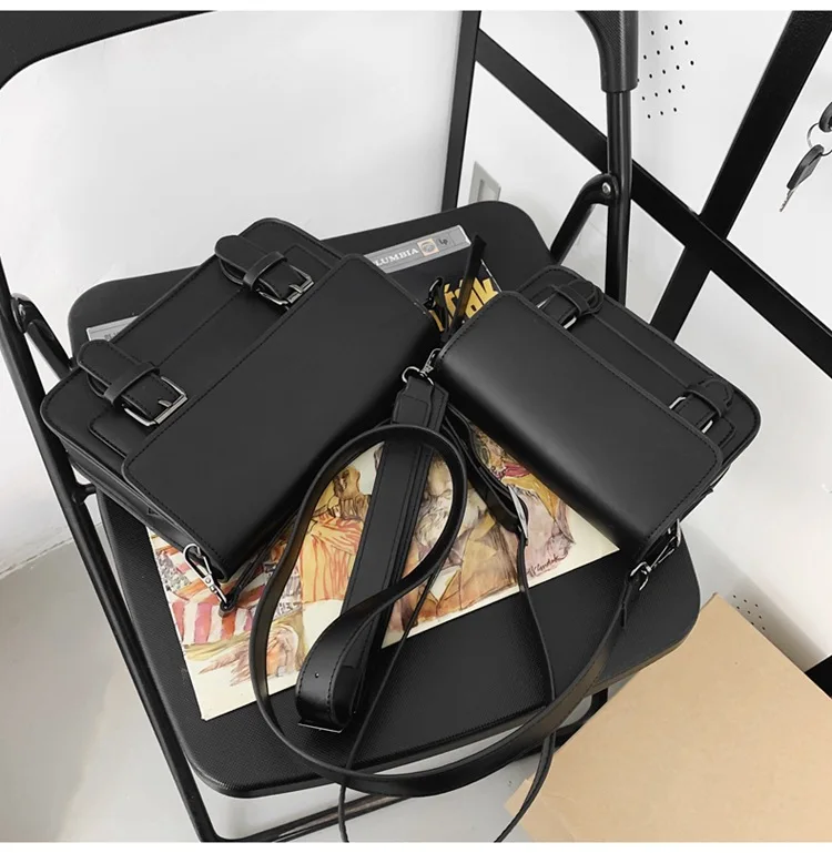 Vintage Messenger Bag for Man Black Pu Leather Casual Small Flap Phone Purse Male Crossbody Shoulder Strap Satchels Bag