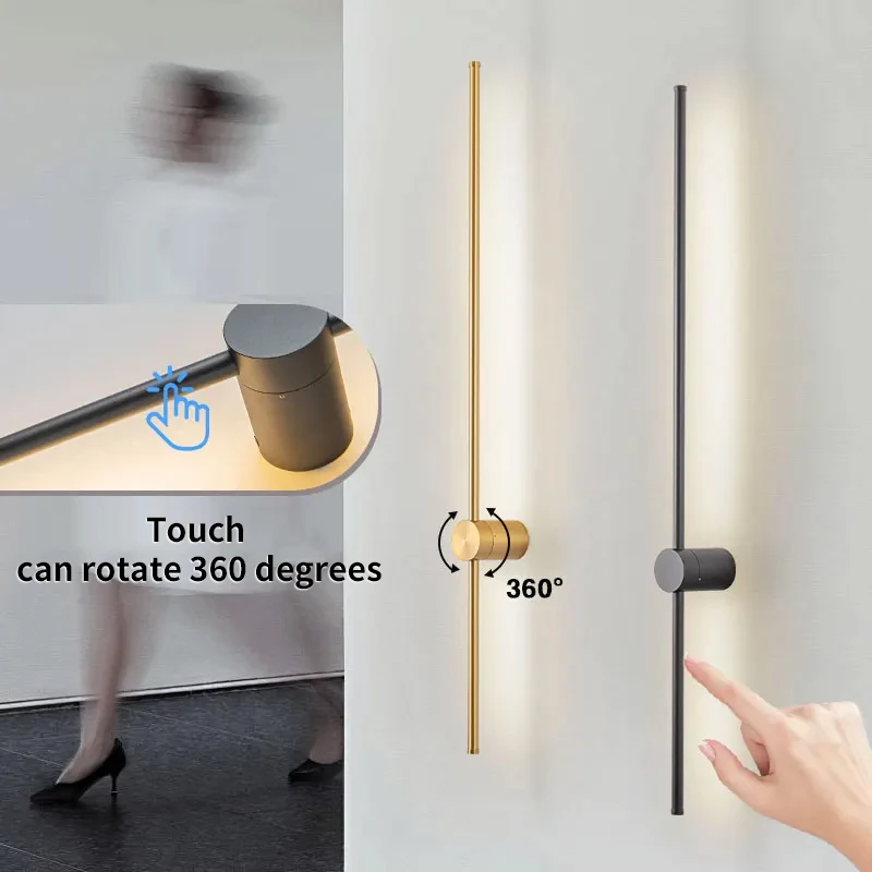

360 ° Rotatable LED Wall Light Decoration, Suitable for Bedroom Bedside Indoor LED Black Wall Light Household Indoor Light