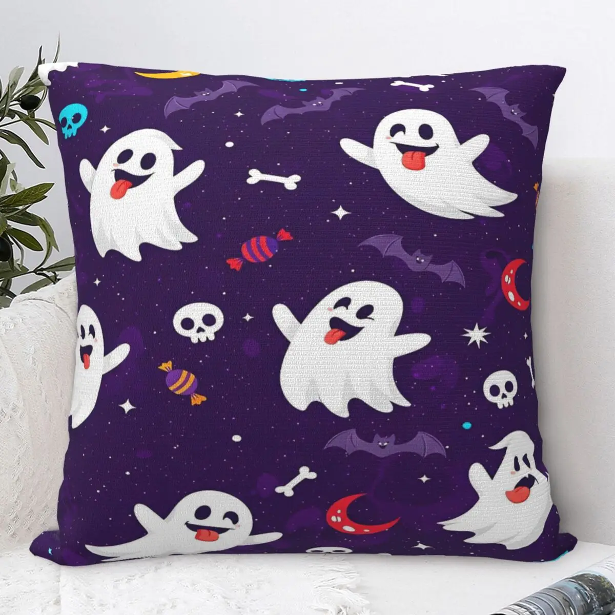 

Halloween Themed Pillow Cover ghost Soft Pillow Case Cushion Cover Novelty Custom DIY Pillowcases For Living Room Chair