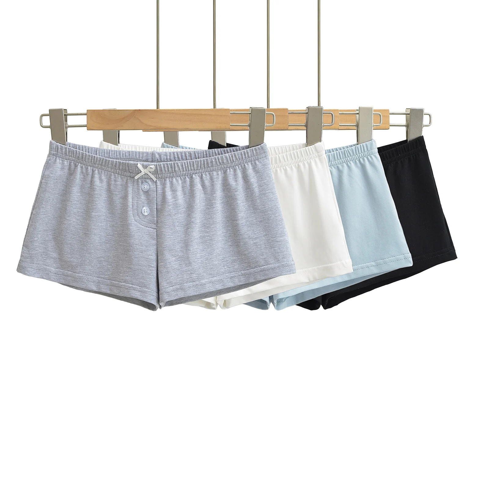 

2025 Summer Clothes Casual Shorts Women Low Rise Shorts For Woman Black Mini Shorts Knitted Solid Micro Shorts Front Tie Blue