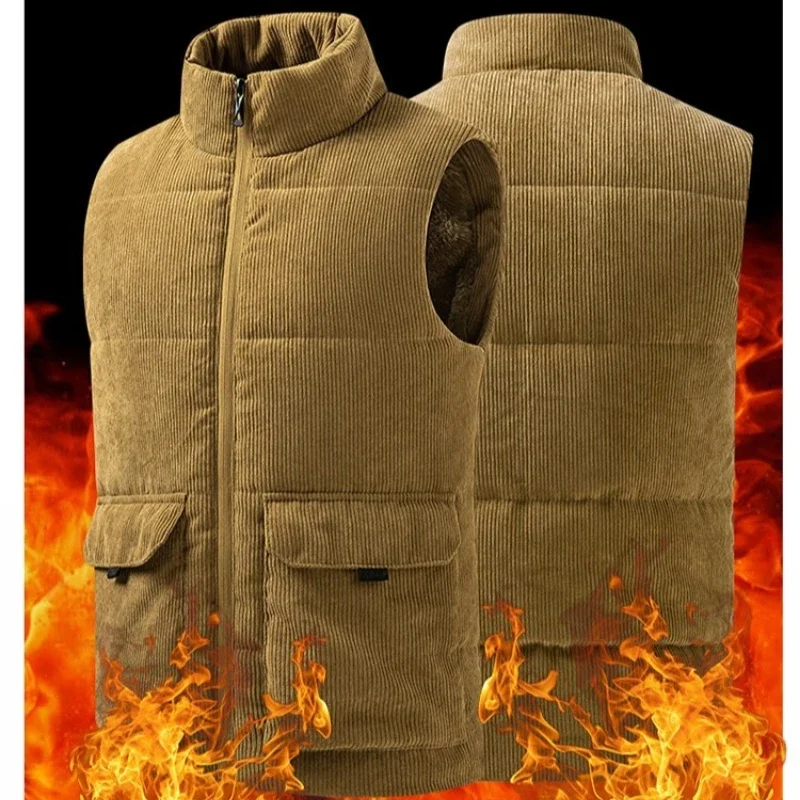 

Men's Multi-Pocket Clothing Winter Vest Jackets Sleeveless Coat Fashion Large Size 6XL Male Warm Waistcoat Fleece Vest Men