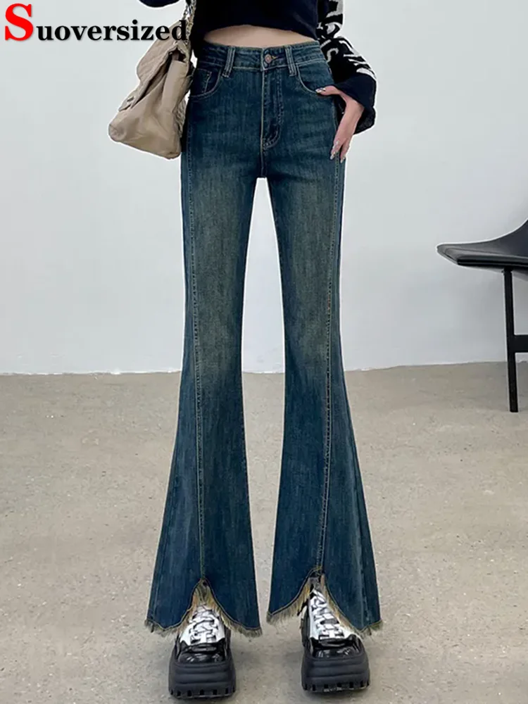 

Women Vintage Skinny Stretch Flare Jeans Korean Fashion High Waist Boot Cut Denim Pants Casual Slim Streetwear Y2k Vaqueros New