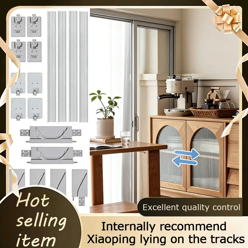 

Heavy Duty Stainless Steel Sliding Door Rail Track For Bathroom Cabinet Kitchen Cupboard Wall Mounted Bypass Hardware Set