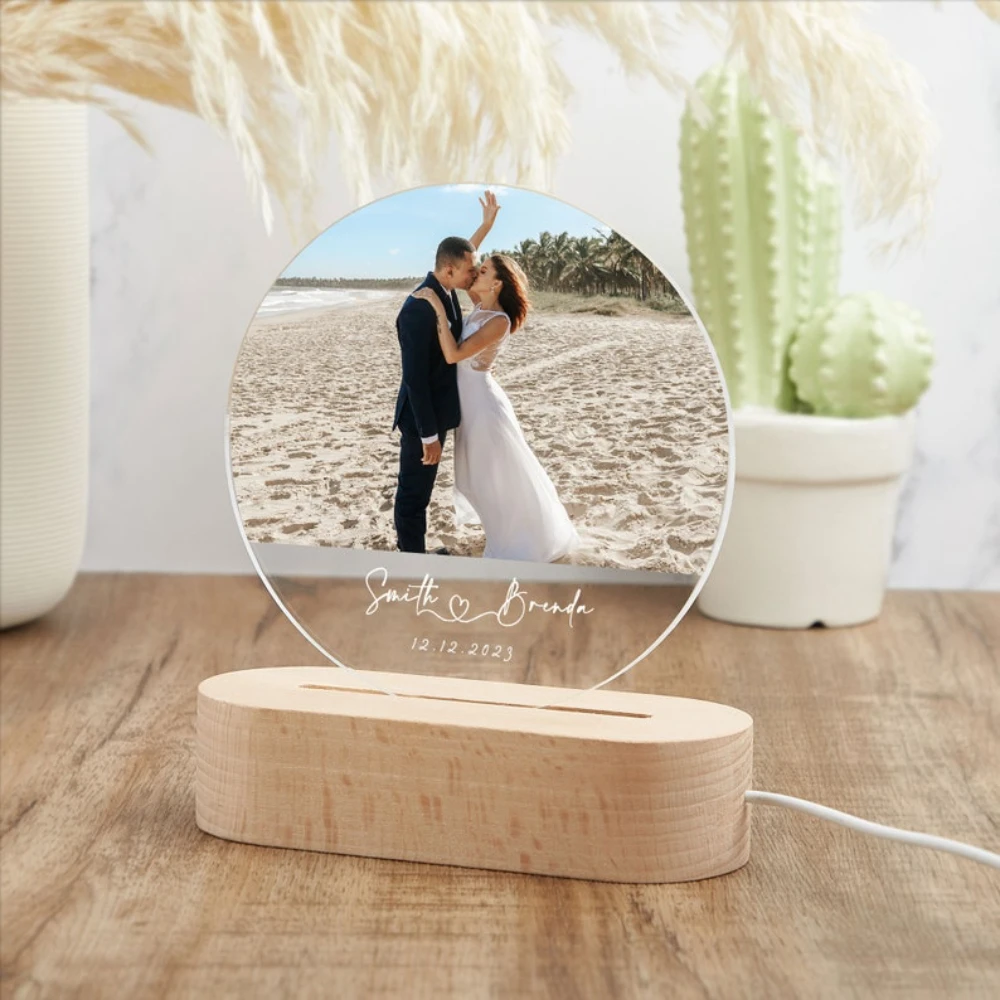 Aangepaste Foto Licht Graduatie Cadeau Familie Foto Plaquette Nachtlampje Foto Naam Plaque Bureaulamp Gepersonaliseerde Lamp Met Voet