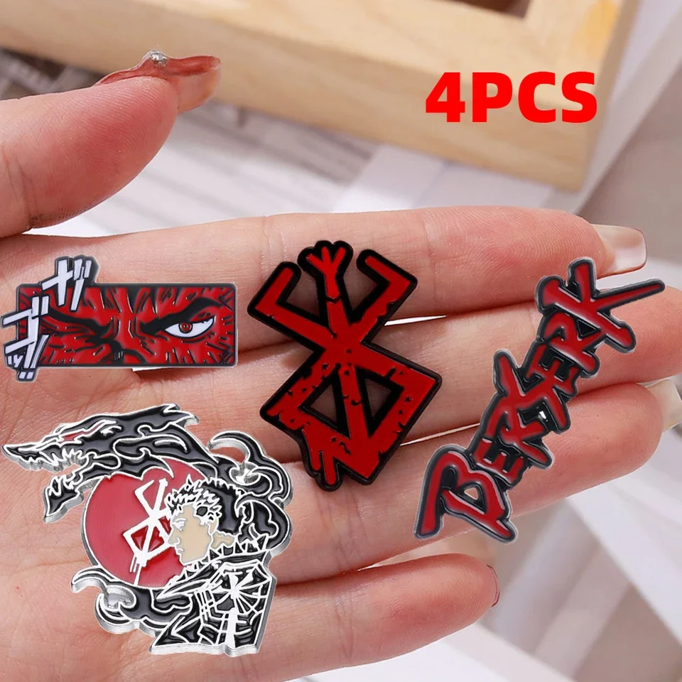 

4pcs Cartoon Berserk Beherit Pins Red Anime Brooch Clothing Backpack Badges Decoration Peripherals Party Supplies Toys Gifts
