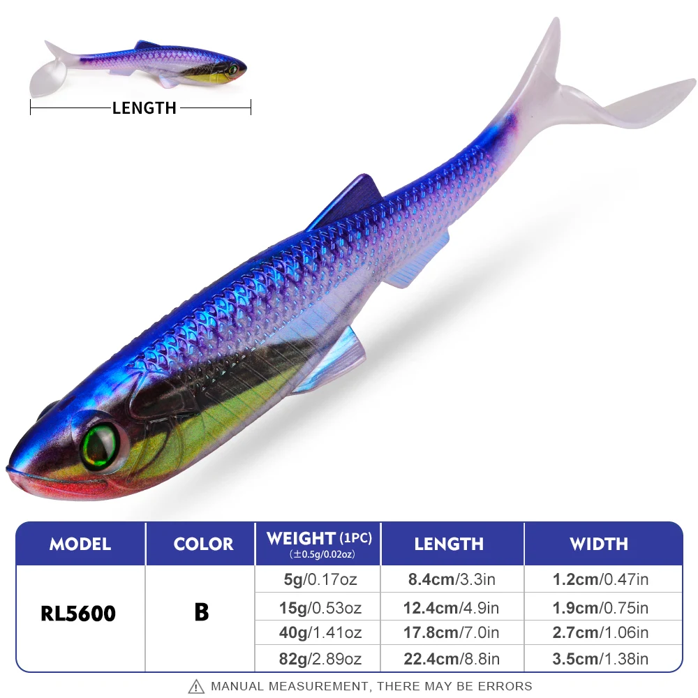 Sunlure 2/5/8 Stück T-Tail Weichköder mit 3D-realistischen Fischaugen, Swimbait, künstlicher Silikon-Shad-Köder für Bass, Salzwasser-Angelzubehör