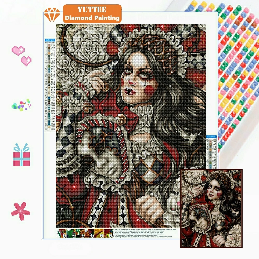 

Queen of Wands Vampire Witch 5D Diamond Painting Full Diamond Mosaic Gothic Fantasy Embroidery Picture Cross Stitch Home Decor