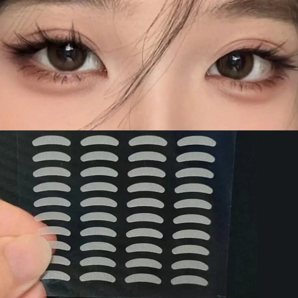 Transparente gris Beige ojos grandes malla de encaje Invisible maquillaje autoadhesivo párpado cinta de doble fibra pegatina parche para párpado ojo E8X3