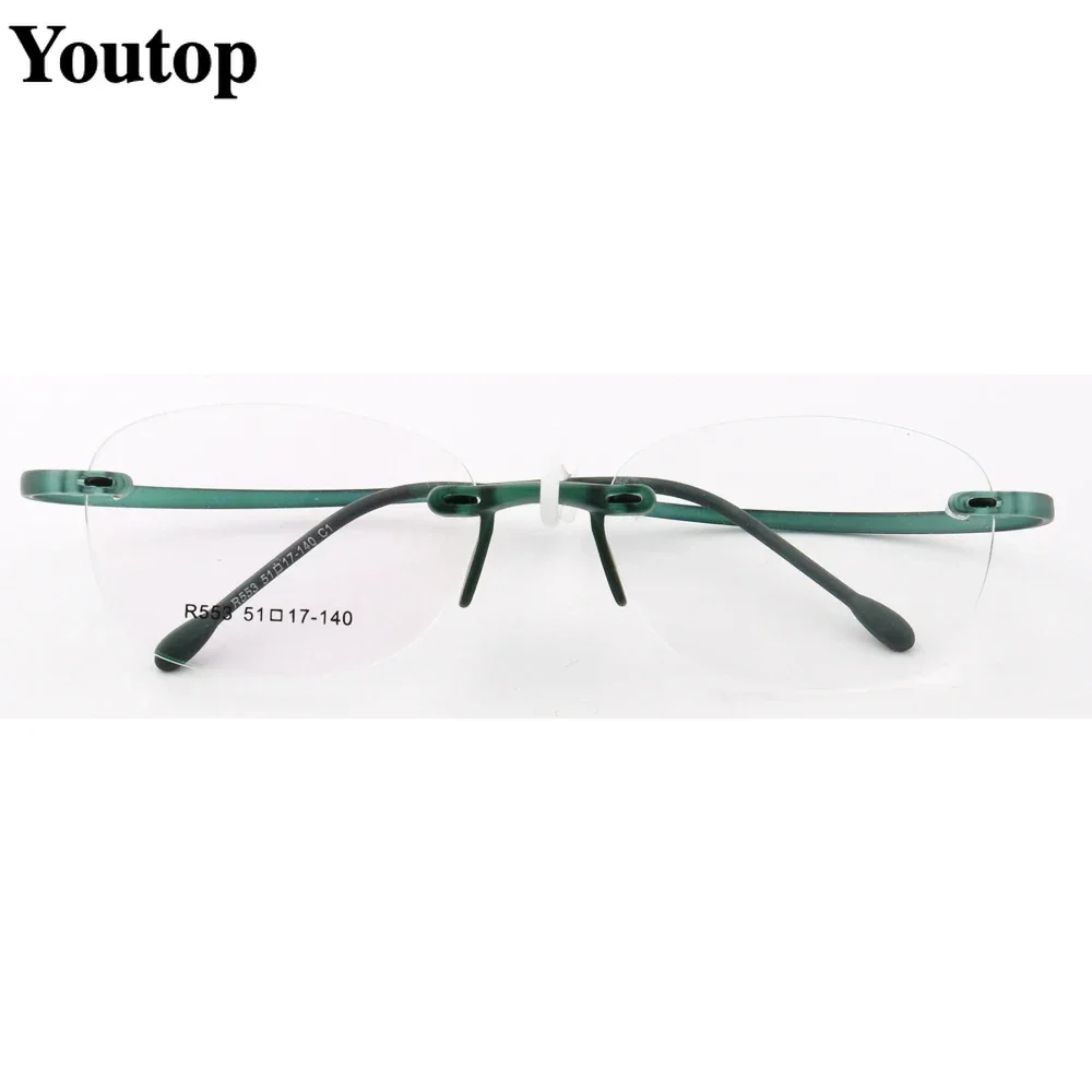 

Women Round Rimless Glass Frames Men Lightweight Spectacles Flexible Soft Optical Eyeglass Frames Green Prescription Eyewear