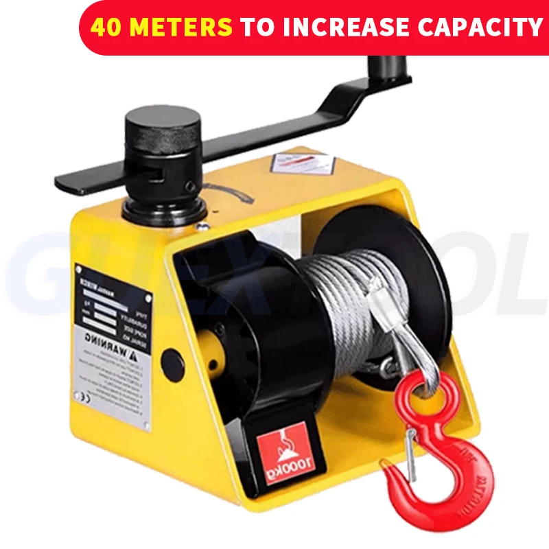 Manual Winch Capacity Heavy Duty Brake Winch With 15m Steel Rope Traction Hoisting Hand Winch Boats Trailers Self-Locking Hoist