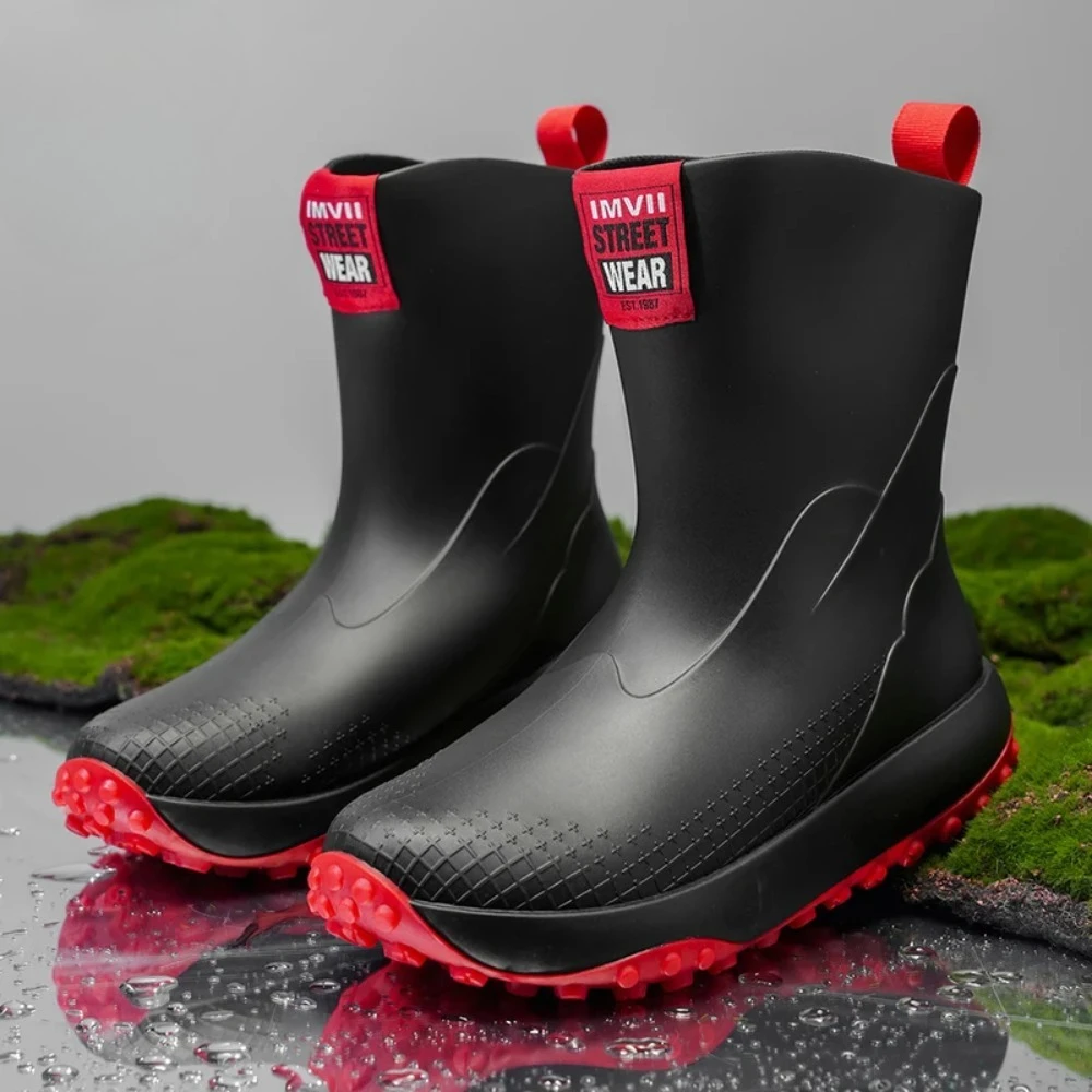 2026 الرجال مقاوم للماء منتصف العجل احذية المطر المضادة للانزلاق الصيد حديقة Wellies منصة في الهواء الطلق أصابع واسعة الكبار الشيف المطبخ أحذية رجالي