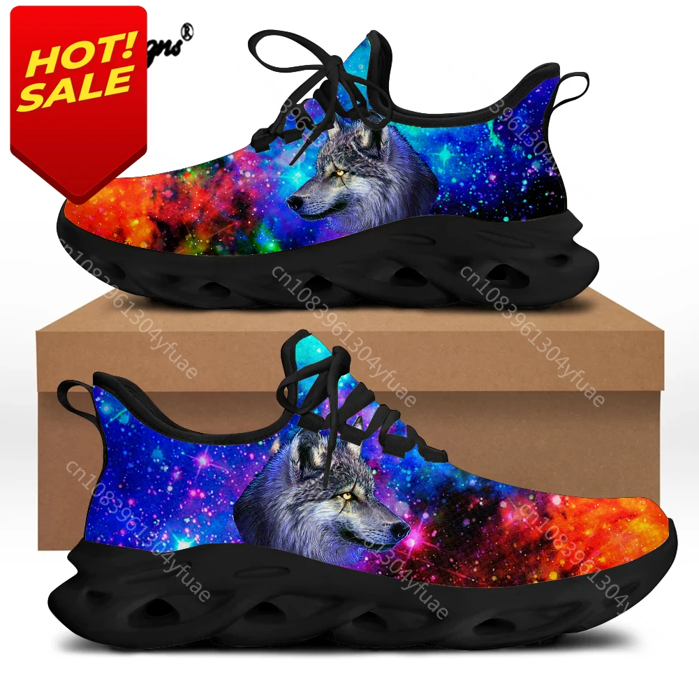 Noisydesigns suola nera Galaxy 3D Wolf stampe moda uomo Sneakers Casual smorzamento scarpe stringate estive traspiranti resisten