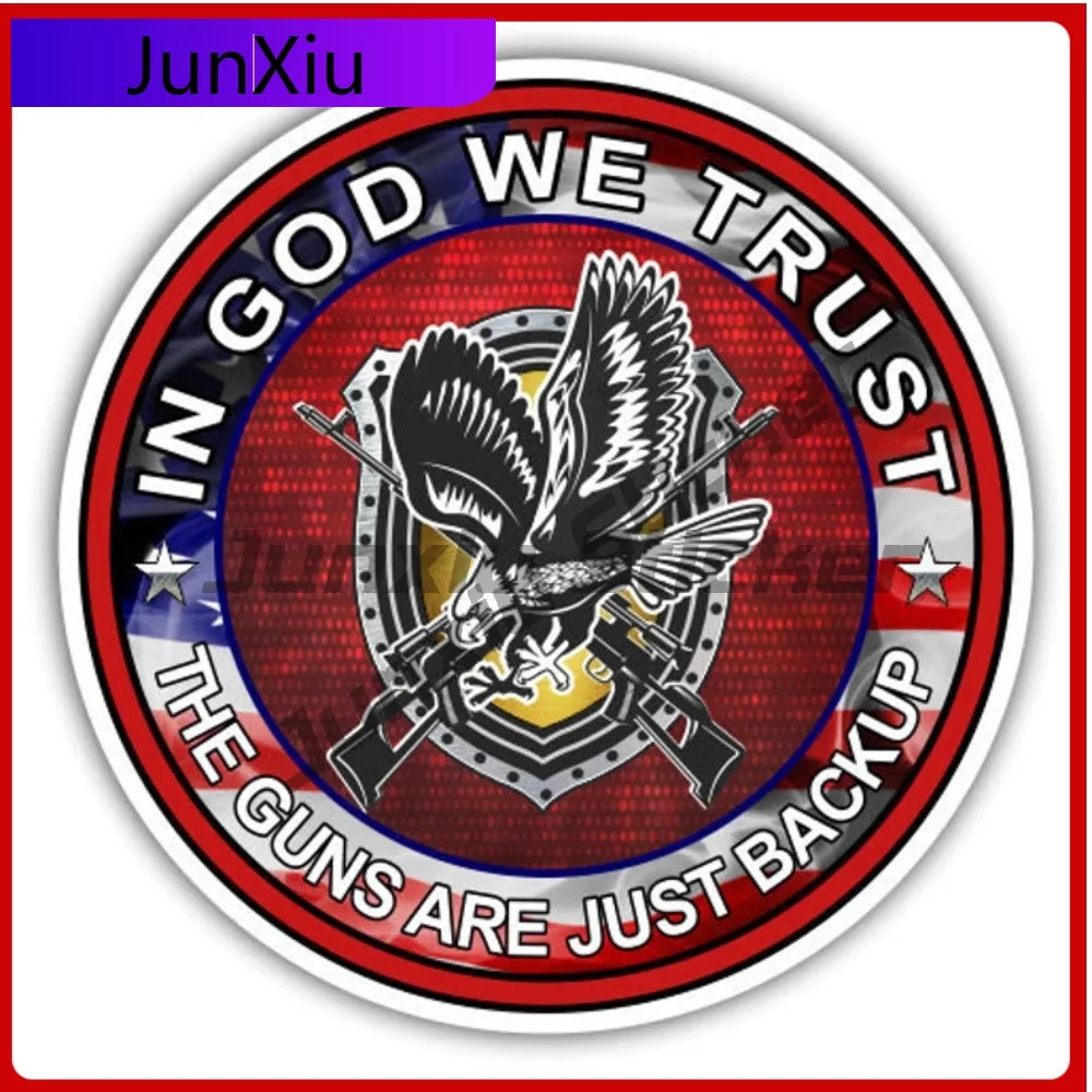 

In God We Trust The Guns Are Just Backup Cover Scratches Sticker Car Truck Bicycle Skateboard Laptop Rv Camper Windows Laptop